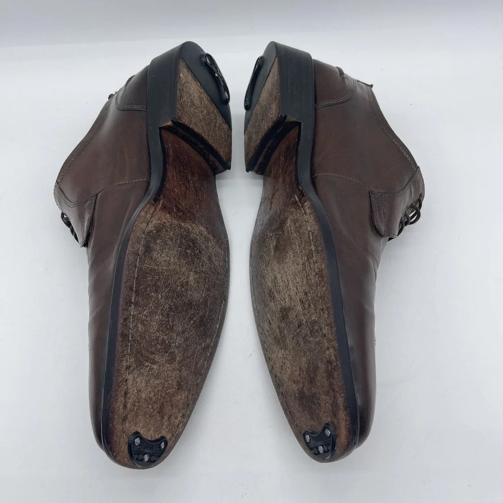 Cole Haan Men's Size 9.5 Wingtip Oxford Shoes C05664 Brown Leather Heel/Toe Taps